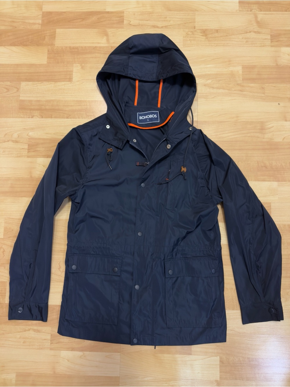 Men's Bonobos Navy Blue Nylon Rain Coat Jacket Size Small